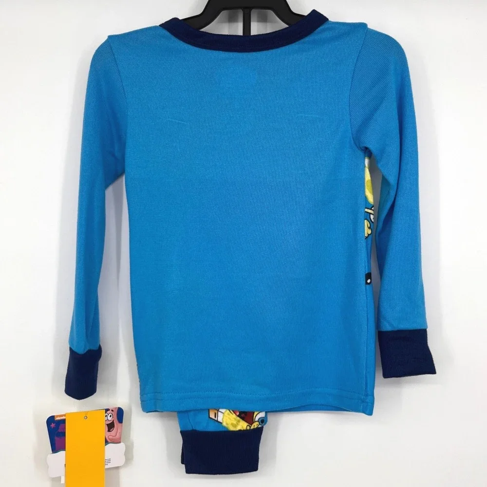 NWT Spongebob Squarepants Boys Pajamas Set Size 4 Blue Long Sleeve Cartoon Gift‎